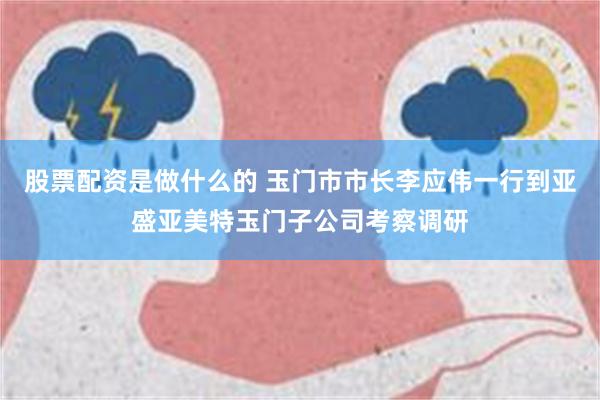 股票配资是做什么的 玉门市市长李应伟一行到亚盛亚美特玉门子公司考察调研