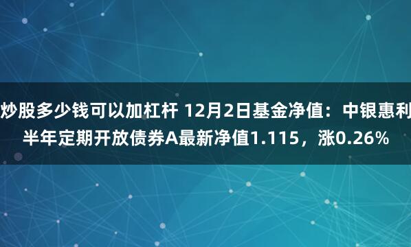 炒股多少钱可以加杠杆 12月2日基金净值：中银惠利半年定期开放债券A最新净值1.115，涨0.26%