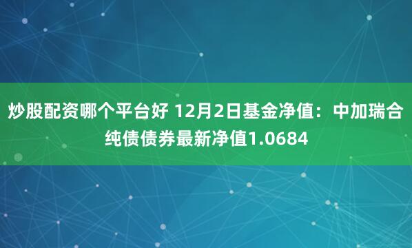 炒股配资哪个平台好 12月2日基金净值：中加瑞合纯债债券最新净值1.0684