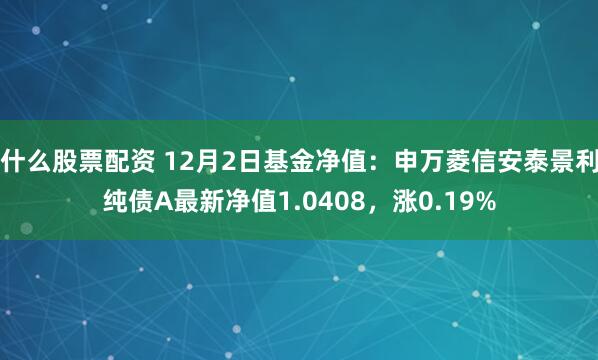 什么股票配资 12月2日基金净值：申万菱信安泰景利纯债A最新净值1.0408，涨0.19%