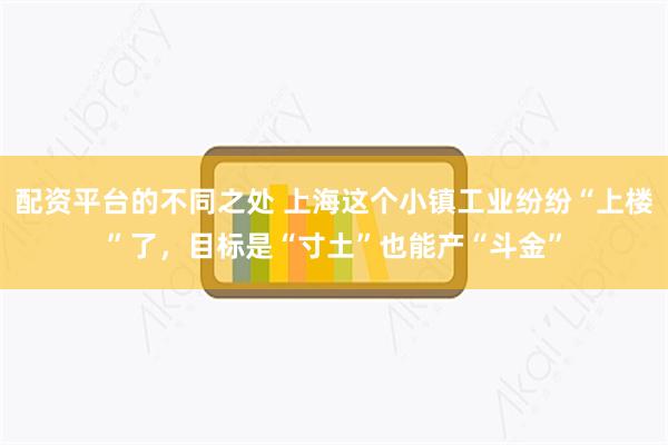 配资平台的不同之处 上海这个小镇工业纷纷“上楼”了，目标是“寸土”也能产“斗金”