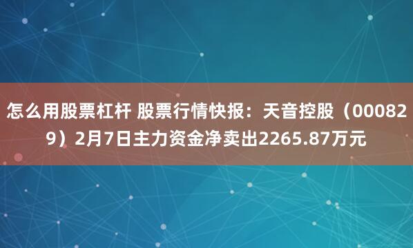 怎么用股票杠杆 股票行情快报：天音控股（000829）2月7日主力资金净卖出2265.87万元